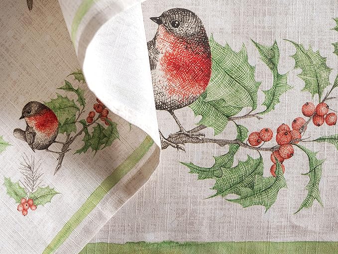 Maison d' Hermine Cloth Napkins Set of 4 100% Cotton Everyday Reusable Square Napkins Cloth Washable, Dinner, Party, Wedding, Restaurant (Christmas Dew, 20" x 20")