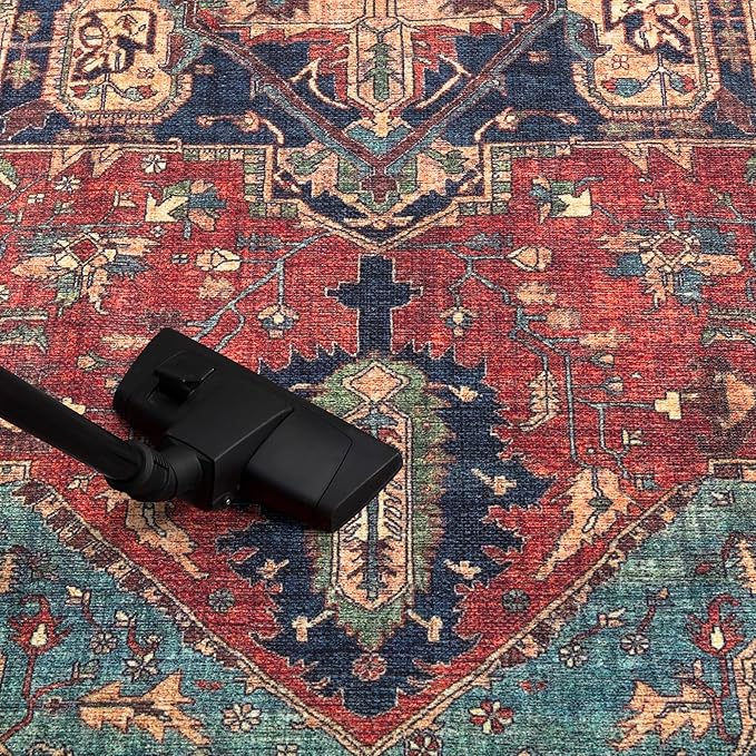 Keen Home Design 4x6 Rug - Machine Washable Area Rug with Non-Slip Backing, Ideal for Living Room, Dining Room, Bedroom - Vintage, Easy Clean, Durable, Low Pile Rug - (4' x 6')