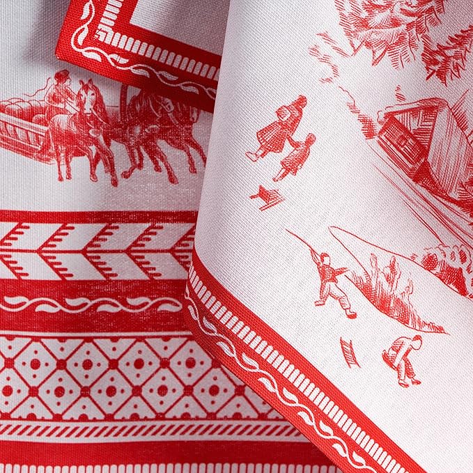 Maison d' Hermine Cloth Napkins Set of 4 100% Cotton Everyday Reusable Square Napkins Cloth Washable, Dinner, Party, Wedding, Restaurant (Winter Jouy, 20" x 20")