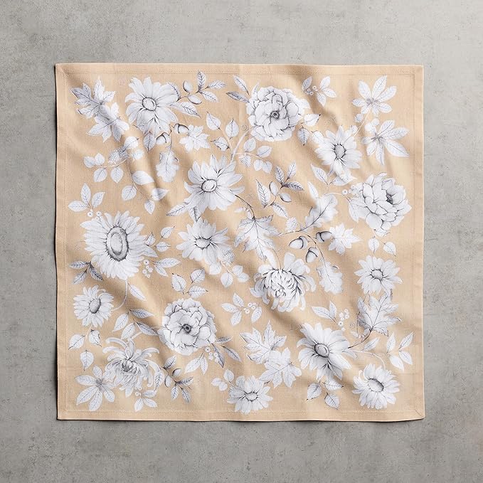 Maison d' Hermine Cloth Napkins Set of 4 100% Cotton Everyday Reusable Square Napkins Cloth Washable, Dinner, Party, Wedding, Restaurant (Pretty Autumn, 20" x 20")