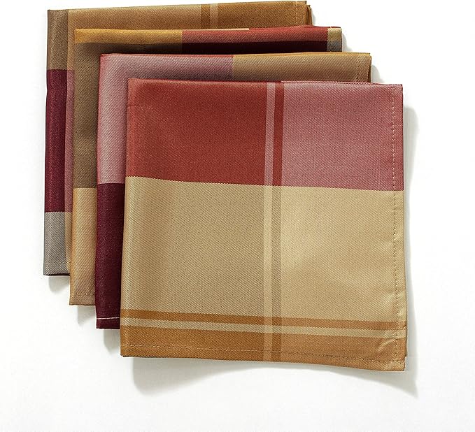 Checkered Style Cloth Napkins 20 x 20 Inch 4 Pieces Washable Comfortable for Restaurant Family Dinners Weddings Parties and Banquets(Square, 20" x 20", Red)