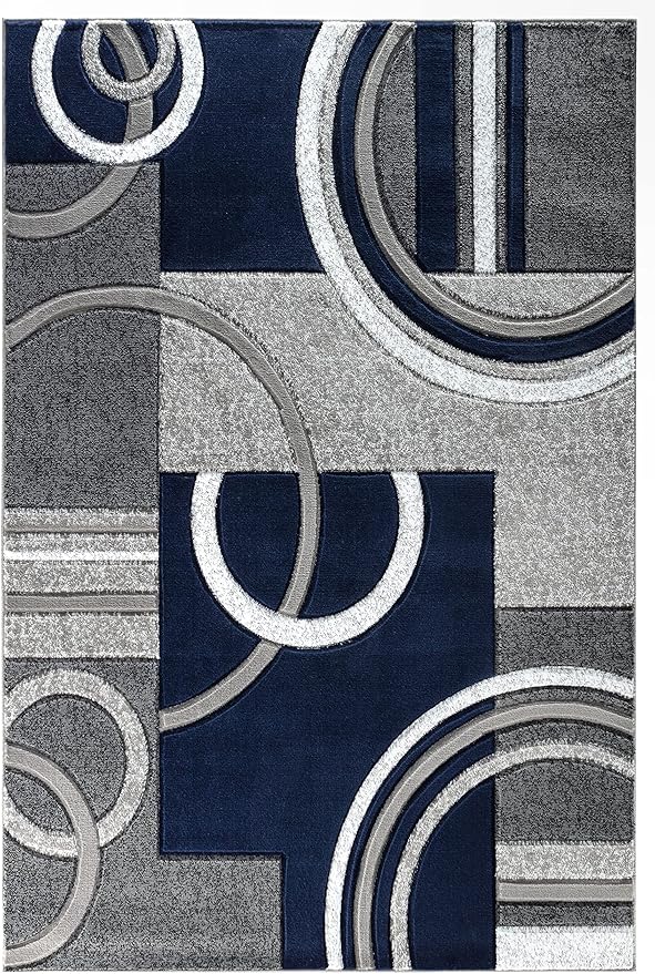 GLORY RUGS Area Rug Modern Soft Hand Carved Contemporary Floor Carpet with Premium Fluffy Texture for Indoor Living Dining Room and Bedroom Area (8x10, Navy)