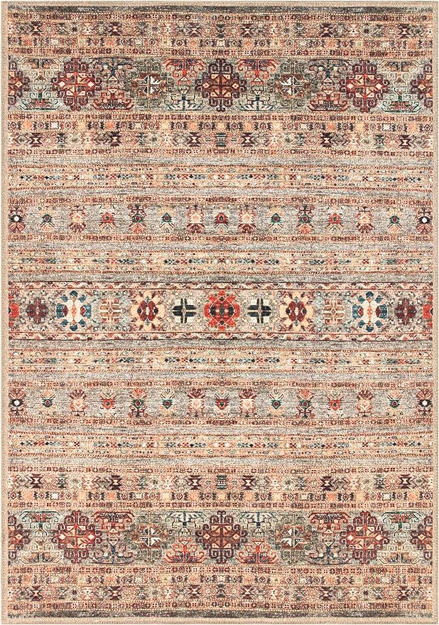 Keen Home Design 6x9 Rug - Machine Washable Area Rug with Non-Slip Backing, Ideal for Living Room, Dining Room, Bedroom - Vintage, Easy Clean, Durable, Low Pile Rug - (6' x 9')