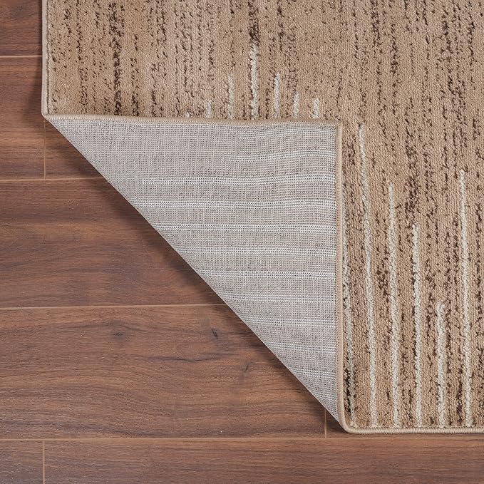 Rugshop Bohemian Stripe Stain Resistant High Traffic Living Room Kitchen Bedroom Dining Home Office Area Rug 7'10" x 10' Beige