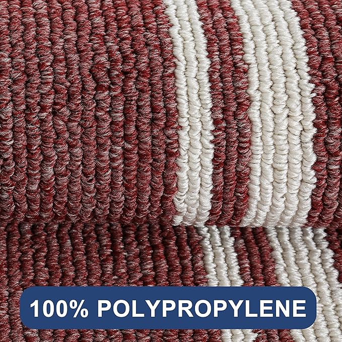 COSY HOMEER Kitchen Rugs Non-Slip 24x35/24x60 Inch Thick Polypropylene Standing Mat for Home Machine Washable, Red Frame