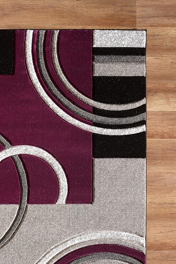 GLORY RUGS Area Rug Modern Soft Hand Carved Contemporary Floor Carpet with Premium Fluffy Texture for Indoor Living Dining Room and Bedroom Area (4x6, Purple)