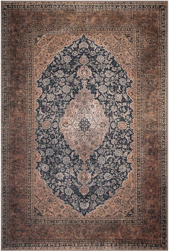 Keen Home Design 9x12 Rug - Machine Washable Area Rug with Non-Slip Backing, Ideal for Living Room, Dining Room, Bedroom - Vintage, Easy Clean, Durable, Low Pile Rug - (9' x 12')