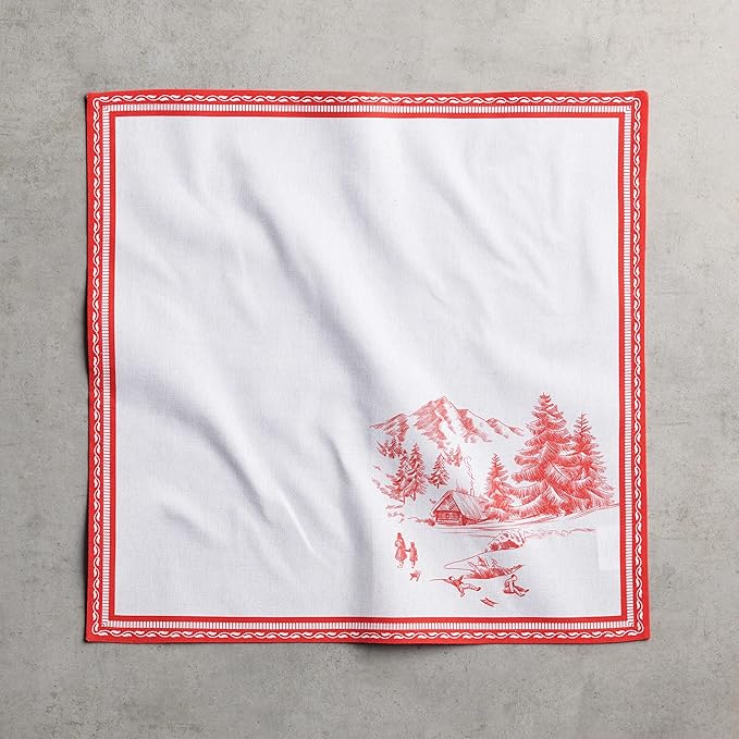 Maison d' Hermine Cloth Napkins Set of 4 100% Cotton Everyday Reusable Square Napkins Cloth Washable, Dinner, Party, Wedding, Restaurant (Winter Jouy, 20" x 20")