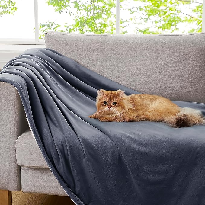 UGG Bliss Throw Blanket Plush Soft Fleece Fluffy Blankets for Bed or Couch Oversized Warm Reversible Machine Washable Medium Weight Home Decor Giftable Throw, 50-inch x 70-inch, Imperial Blue