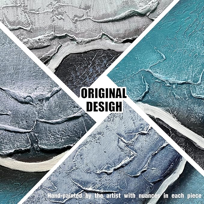 Blue and White Oil Painting Wall Art for Bedroom Beach Canvas Wall Art for Office Extra Large Wall Decor for Living Room Size 36 x 72 Inch