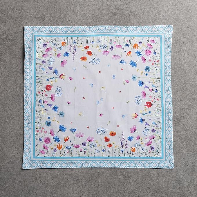 Maison d' Hermine Cloth Napkins Set of 4 100% Cotton Everyday Reusable Square Napkins Cloth Washable, Dinner, Party, Wedding, Restaurant, Spring/Summer (Flower in The Field, 20" x 20")