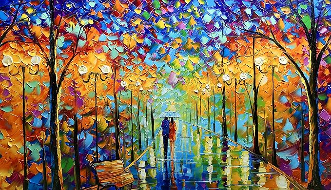 Tyed art- Large Contemporary Wall Art Landscape Oil Painting On Canvas palette knife Textured Tree Painting hand-painted Acrylic Abstract Landscape wall art modern canvas painting 30x60inch