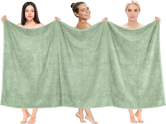 Cotton Paradise 100% Cotton 40x80 Oversized Bath Sheet, Extra Large Turkish Bath Towels for Bathroom, Sage Green Bathsheet