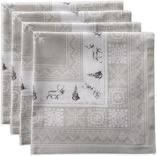 Maison d' Hermine Cloth Napkins Set of 4 100% Cotton Everyday Reusable Square Napkins Cloth Washable, Dinner, Party, Wedding, Restaurant (Cozy Christmas, 20" x 20")