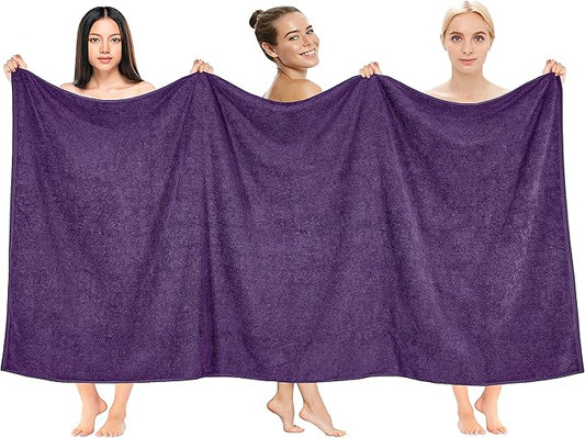 Cotton Paradise 100% Cotton 40x80 Oversized Bath Sheet, Extra Large Turkish Bath Towels for Bathroom, Purple Bathsheet