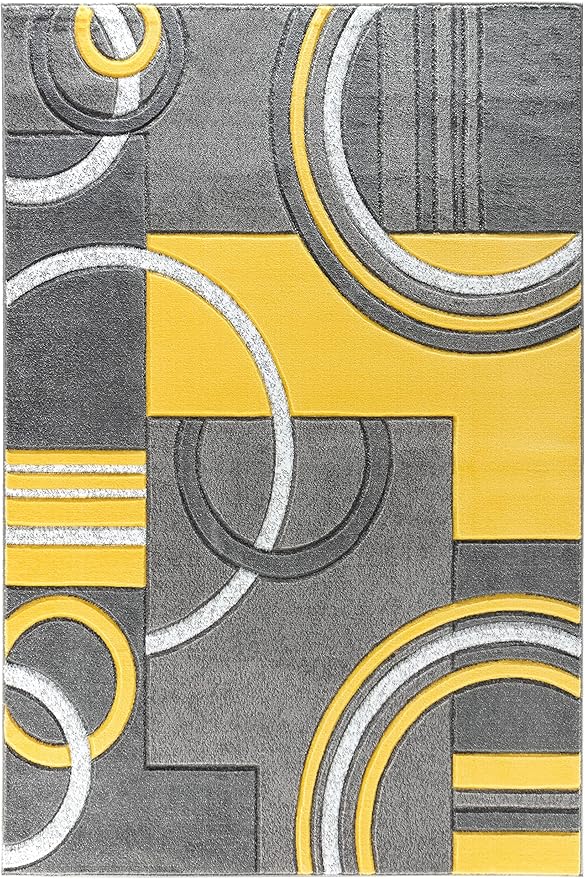 GLORY RUGS Area Rug Modern Soft Hand Carved Contemporary Floor Carpet with Premium Fluffy Texture for Indoor Living Dining Room and Bedroom Area (8x10, Yellow)