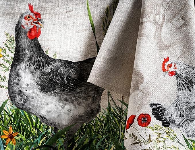 Maison d' Hermine Cloth Napkins Set of 4 100% Cotton Everyday Reusable Square Napkins Cloth Washable, Dinner, Party, Wedding, Restaurant, Spring/Summer (Basse Cour, 20" x 20")