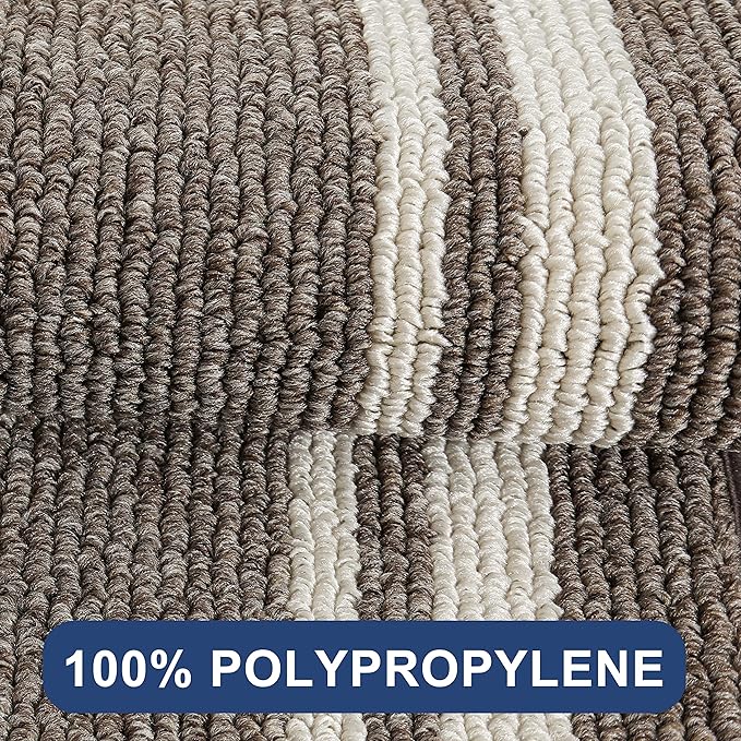 COSY HOMEER Kitchen Rugs Non-Slip 24x35/24x60 Inch Thick Polypropylene Standing Mat for Home Machine Washable, Brown Frame