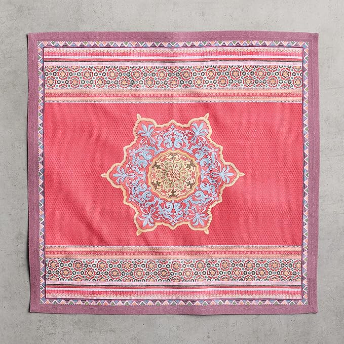 Maison d' Hermine Cloth Napkins Set of 4 100% Cotton Everyday Reusable Square Napkins Cloth Washable, Dinner, Party, Wedding, Restaurant (Ispahan, 20" x 20")