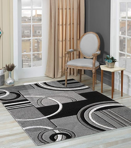 GLORY RUGS Area Rug Modern 5x7 Grey Soft Hand Carved Contemporary Floor Carpet with Premium Fluffy Texture for Indoor Living Dining Room and Bedroom Area