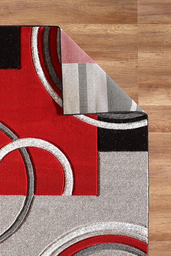 GLORY RUGS Area Rug Modern 2x7 Red Soft Hand Carved Contemporary Floor Carpet with Premium Fluffy Texture for Indoor Living Dining Room and Bedroom Area