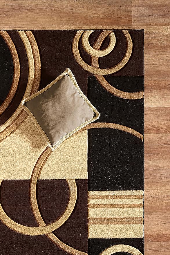 GLORY RUGS Area Rug 2x3 Door Mat Brown Geometric Soft Floor Carpet with Premium Fluffy Texture for Indoor Living Dining Room and Bedroom Area