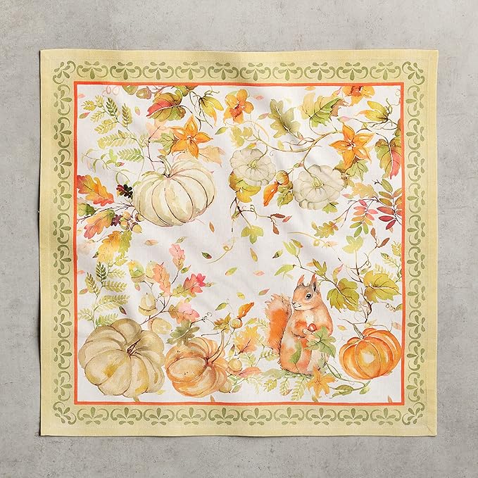 Maison d' Hermine Cloth Napkins Set of 4 100% Cotton Everyday Reusable Square Napkins Cloth Washable, Dinner, Party, Wedding, Restaurant (Pumpkin Passion, 20" x 20")