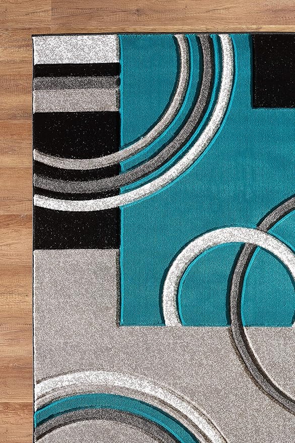 GLORY RUGS Area Rug Modern Soft Hand Carved Contemporary Floor Carpet with Premium Fluffy Texture for Indoor Living Dining Room and Bedroom Area (Turquoise, 8'x10')